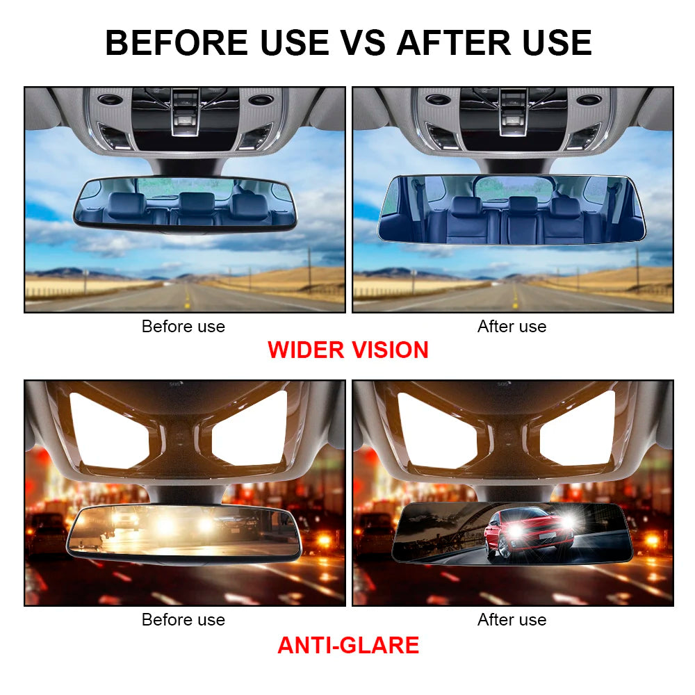Wide-Angle Anti-Glare Car Rear View Mirror – HD Blue Glass Car Interior Mirror Axl