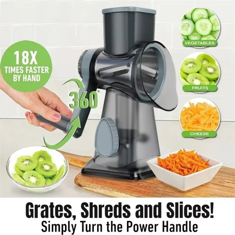 KEMORELA 3-in-1 Rotary Cheese Grater with Container & Slicer Rotary Cheese Grater Axl