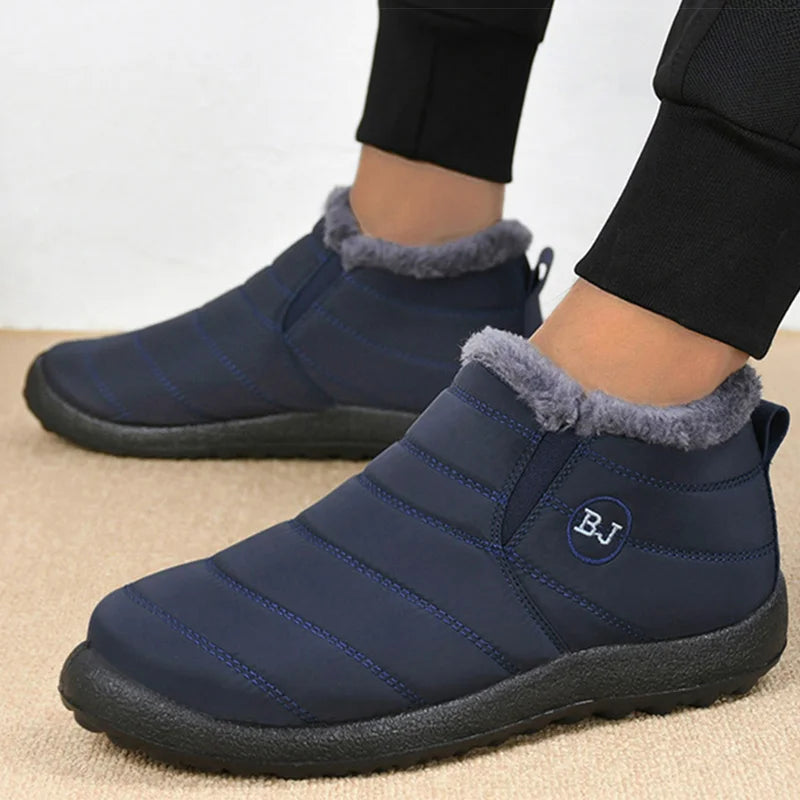 Men's Slip-On Waterproof Winter Ankle Boots with Fur Lining Men's Winter Boots Axl