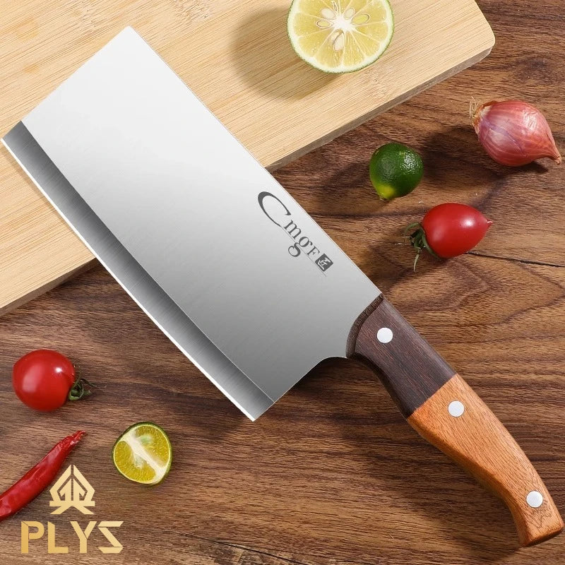 PLYS Stainless Steel Slicing Knife – Two-Color Wooden Handle Slicing Knife Axl