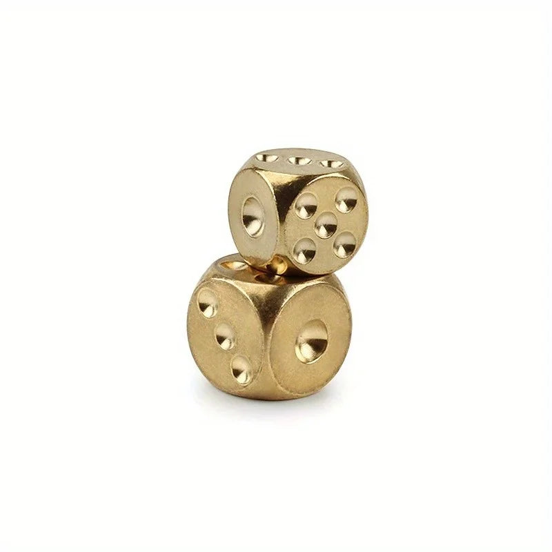 Solid Brass Dice Set 2pcs – 13mm & 15mm Copper Game Dice Brass Dice Set Axl