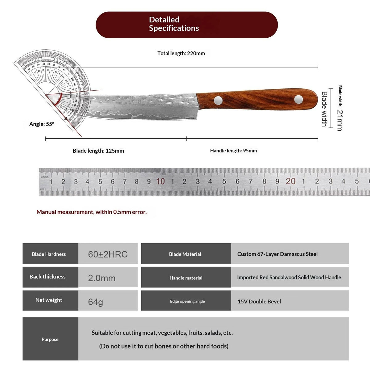 67-Ply Damascus Steel Steak Knife Set | Wood Handle 2/4/6 Pc Damascus Steak Knife Set Axl