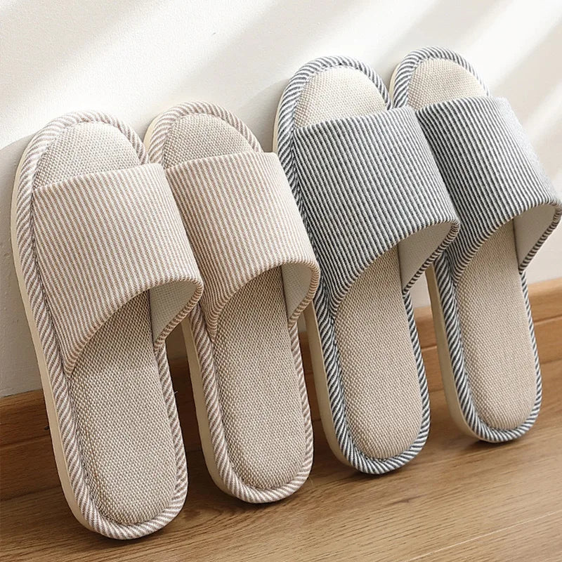 Four Season Linen House Slippers – Unisex Indoor Slides House Slippers Axl