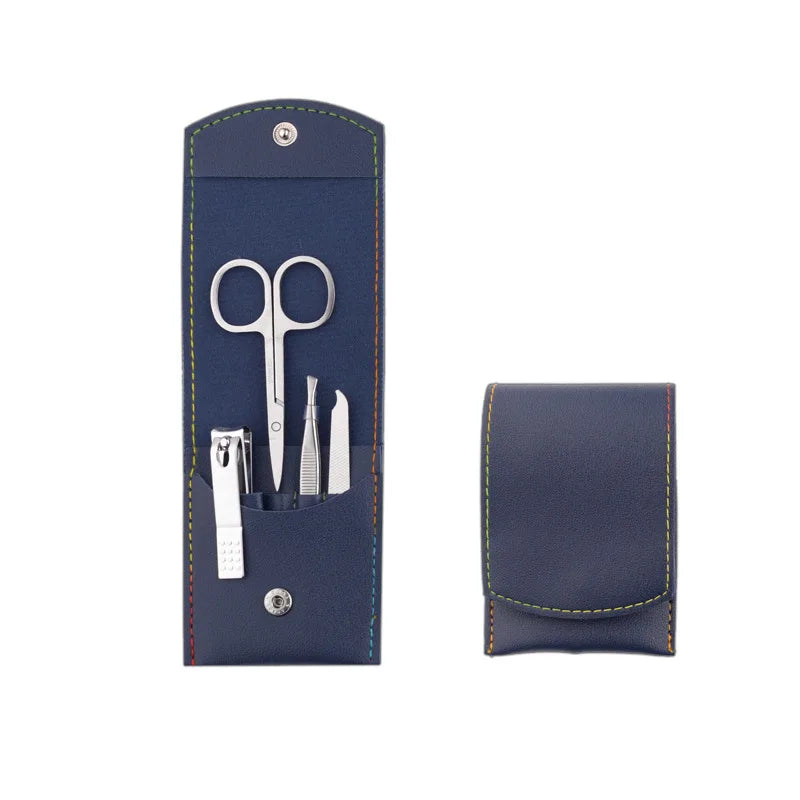 4-Piece Nail Clipper Set – Manicure & Pedicure Grooming Kit Nail Grooming Set Axl 4Blue set