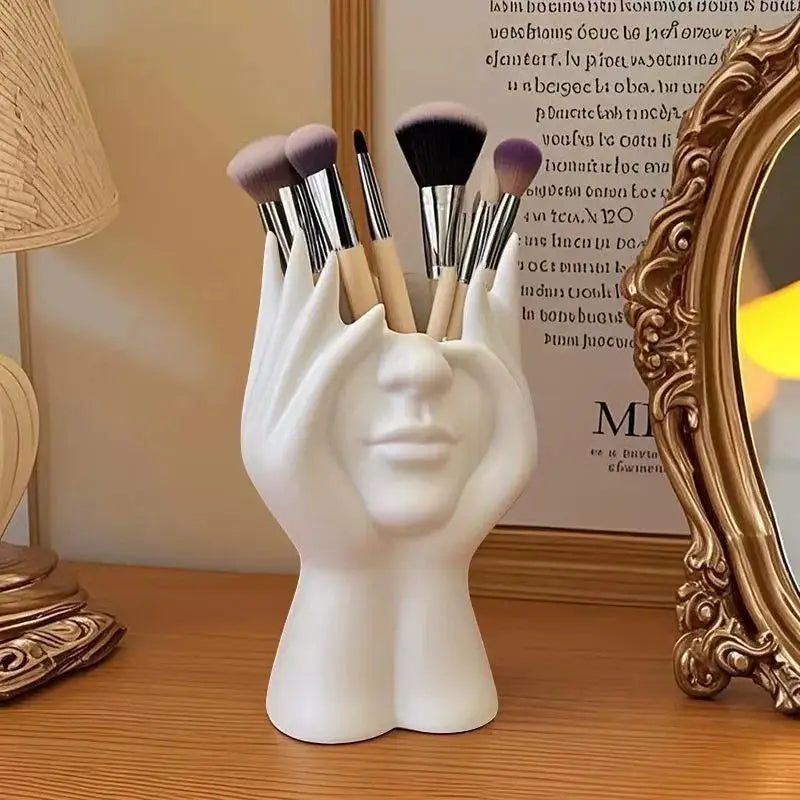 Abstract Human Face Desk Organizer – Pen & Makeup Brush Holder Desk Organizer Axl