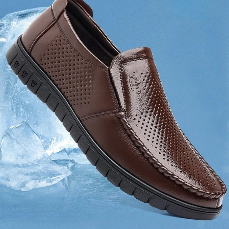 Men's Perforated Cowhide Leather Lace-Up Brogue Dress Shoes Men's Brogue Dress Shoes Axl