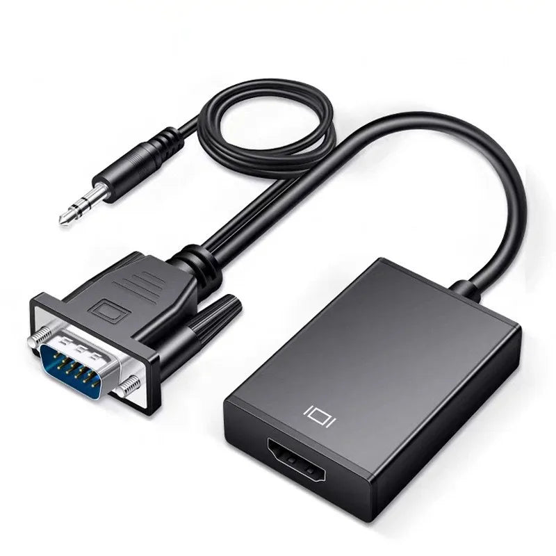 VGA to HDMI Adapter Cable with Audio – Full HD 1080p VGA HDMI Adapter Axl black-1pcs