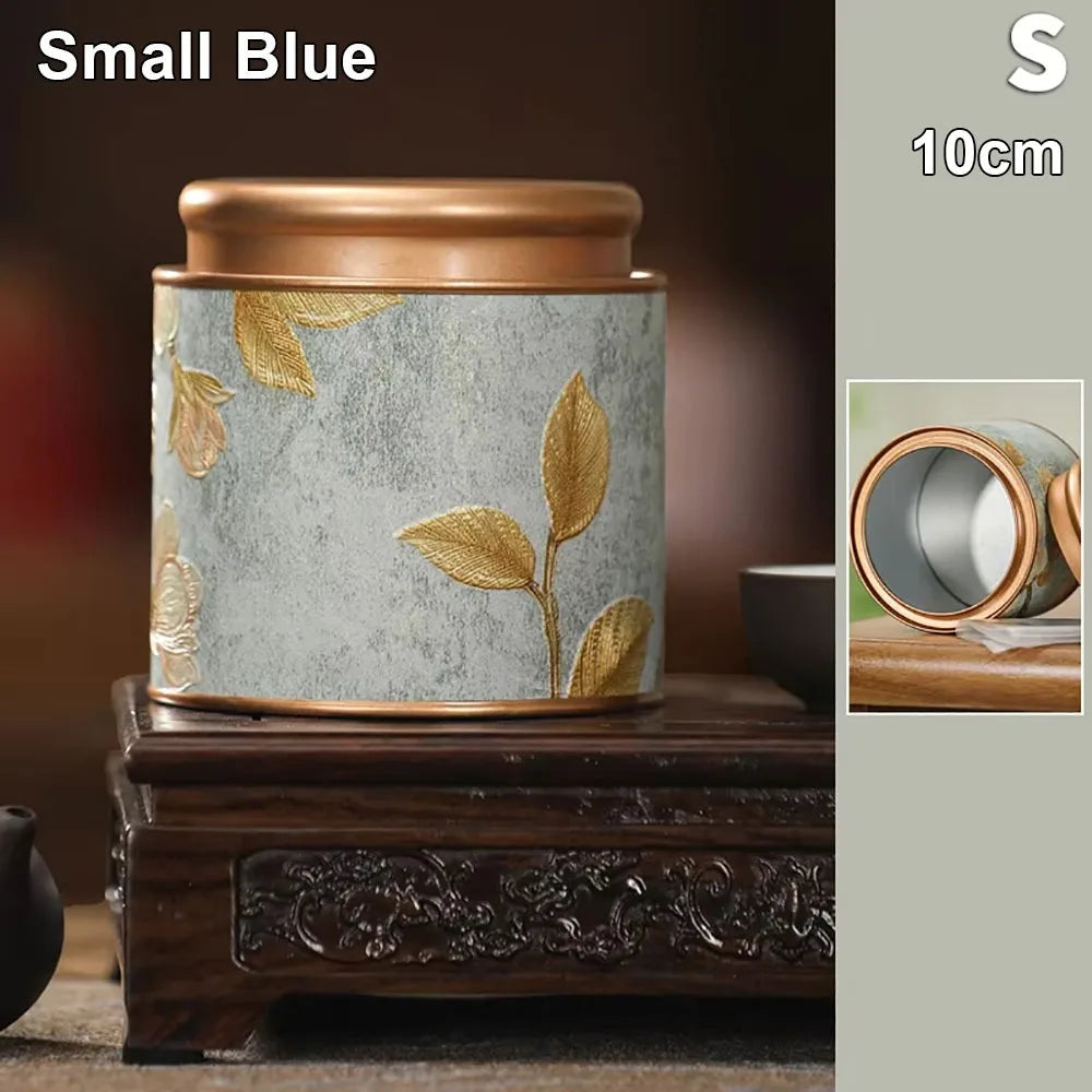 Tinplate Tea Storage Tin Can – Airtight Sealed Jar 10 & 19cm Tea Storage Tin Axl Small Blue