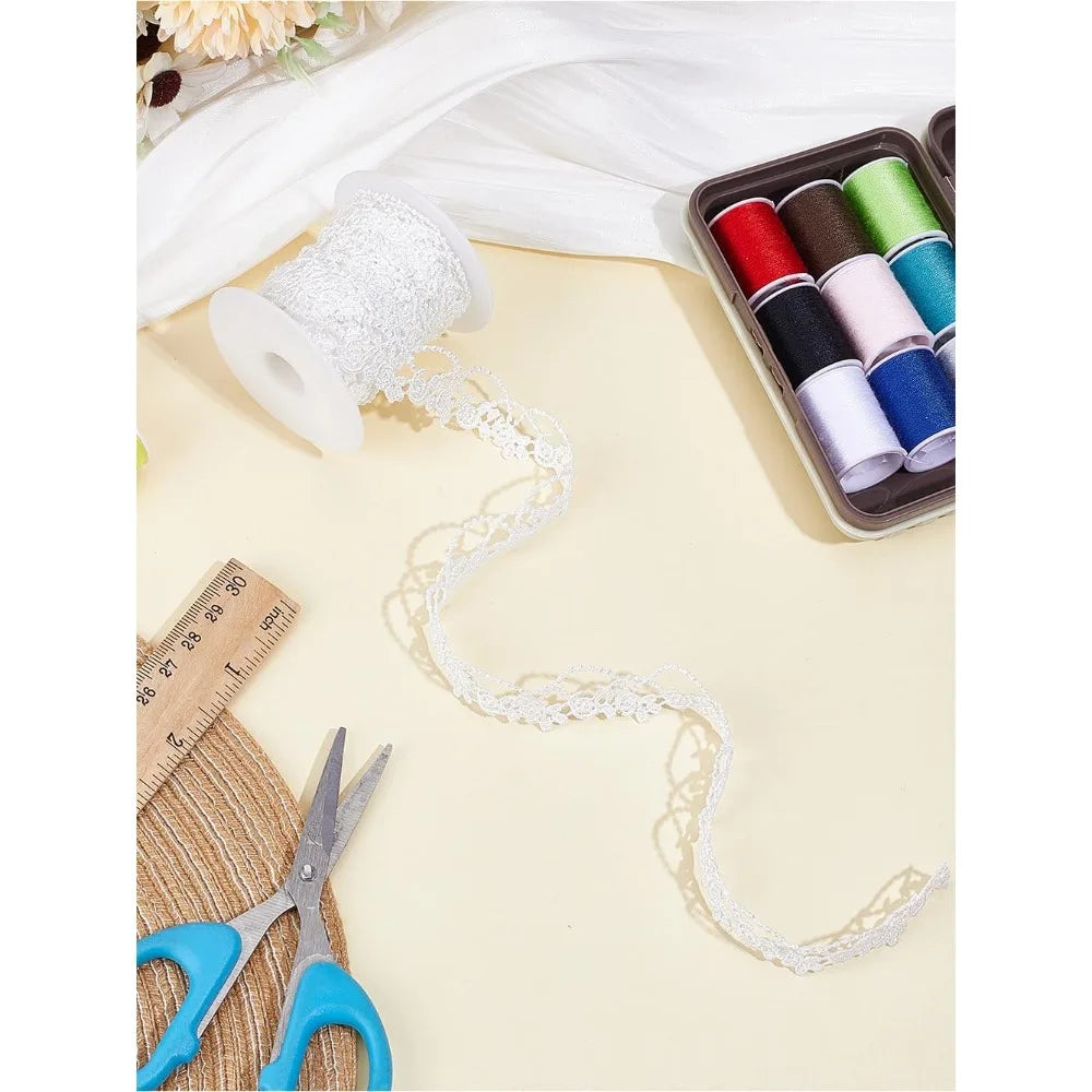 White Flower Lace Ribbon Trim 7/8 Inch – 5 Yards with Spool Lace Ribbon Trim Axl AECH04-18441