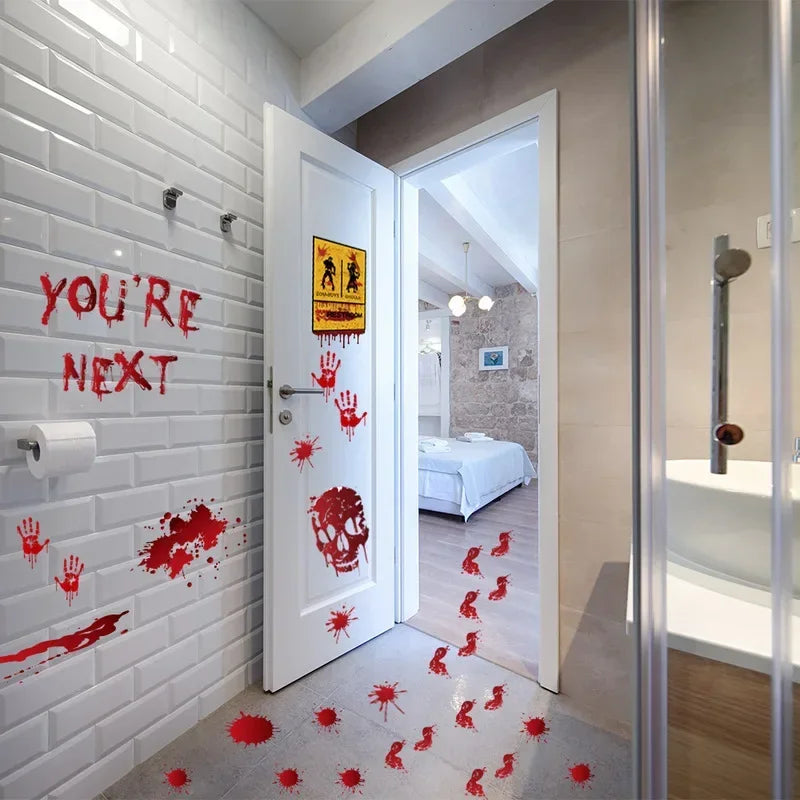 Halloween Blood Footprint Wall Stickers | Spooky Ghost Decor Halloween Wall Stickers Axl