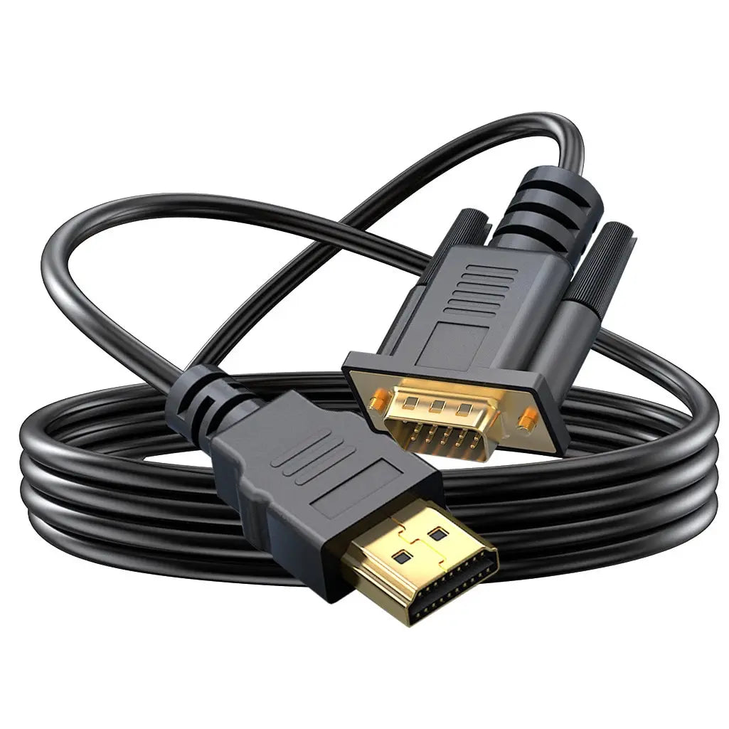 HDMI to VGA Cable Adapter 1080P 60Hz – Digital to Analog HDMI VGA Adapter Cable Axl black-1pcs 1.8m