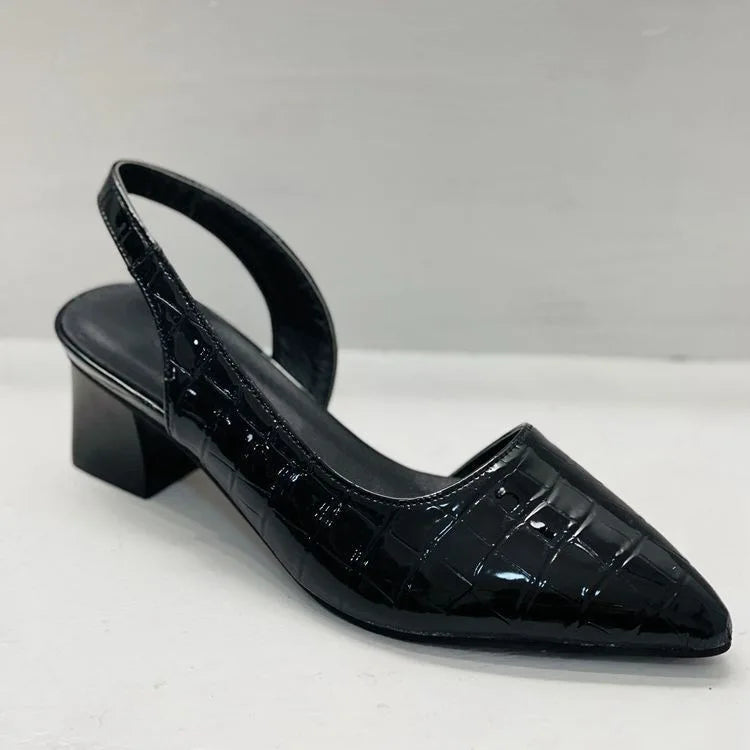 Women's Pointed Toe Chunky Heel Slingback Pumps | Vintage Style Slingback Pumps Axl