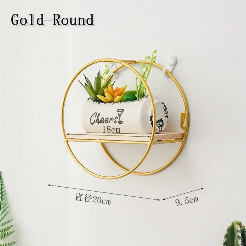 Nordic Metal Wall Shelf – DIY Iron Storage Rack | Gold & Black Wall Mounted Shelf Axl