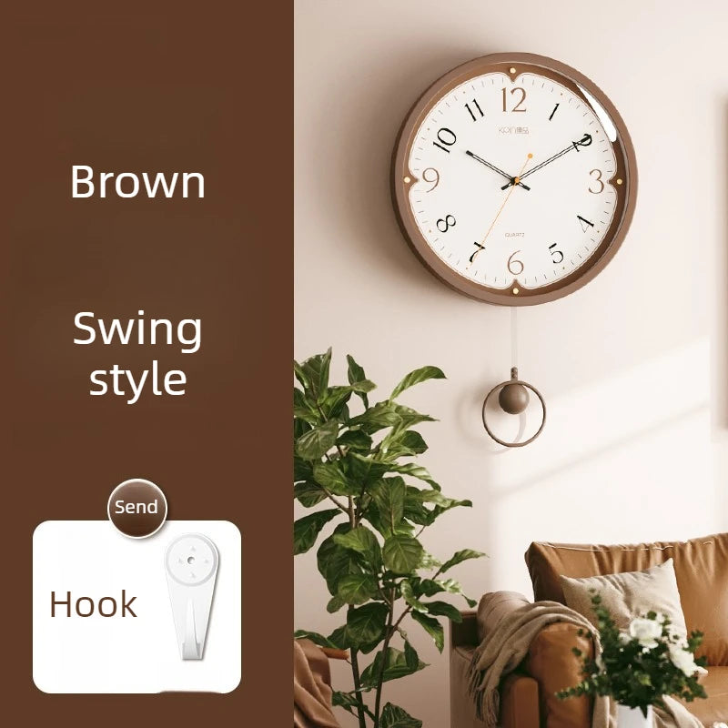 Luxury Silent Pendulum Wall Clock – Minimalist Living Room Decor Pendulum Wall Clock Axl Brown-Swing 12 Inch-30CM