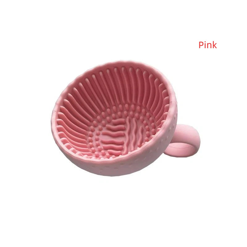 Silicone Makeup Brush Cleaner Bowl – Non-Slip Scrubber Makeup Brush Cleaner Axl Pink