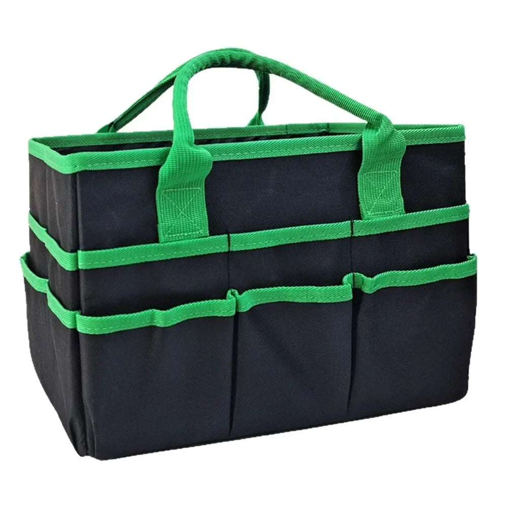 Heavy Duty Wide Mouth Tool Bag – Oxford Cloth Organizer Tote Garden Tool Bag Axl Black and Green China Mainland