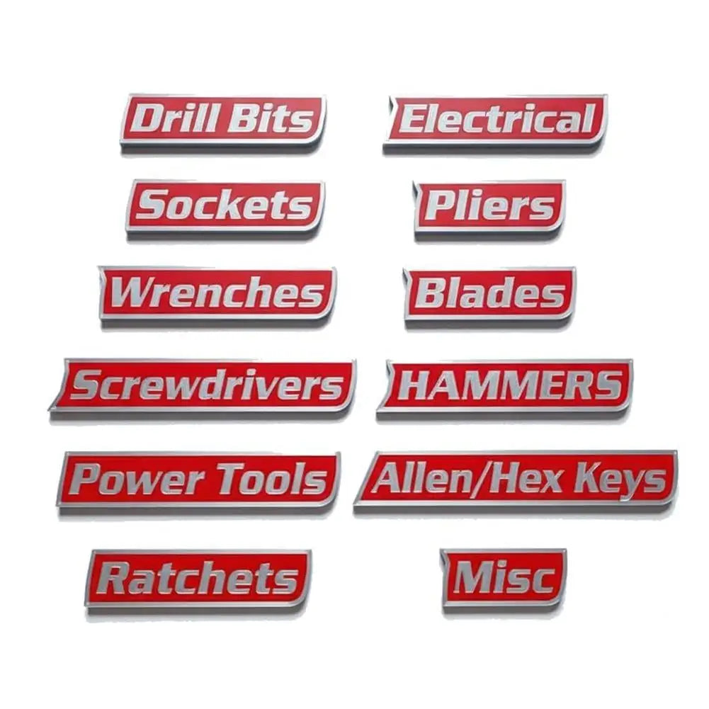 12-Piece Magnetic Toolbox Drawer Labels | 3D Bold Organizer Tool Organizer Labels Axl B