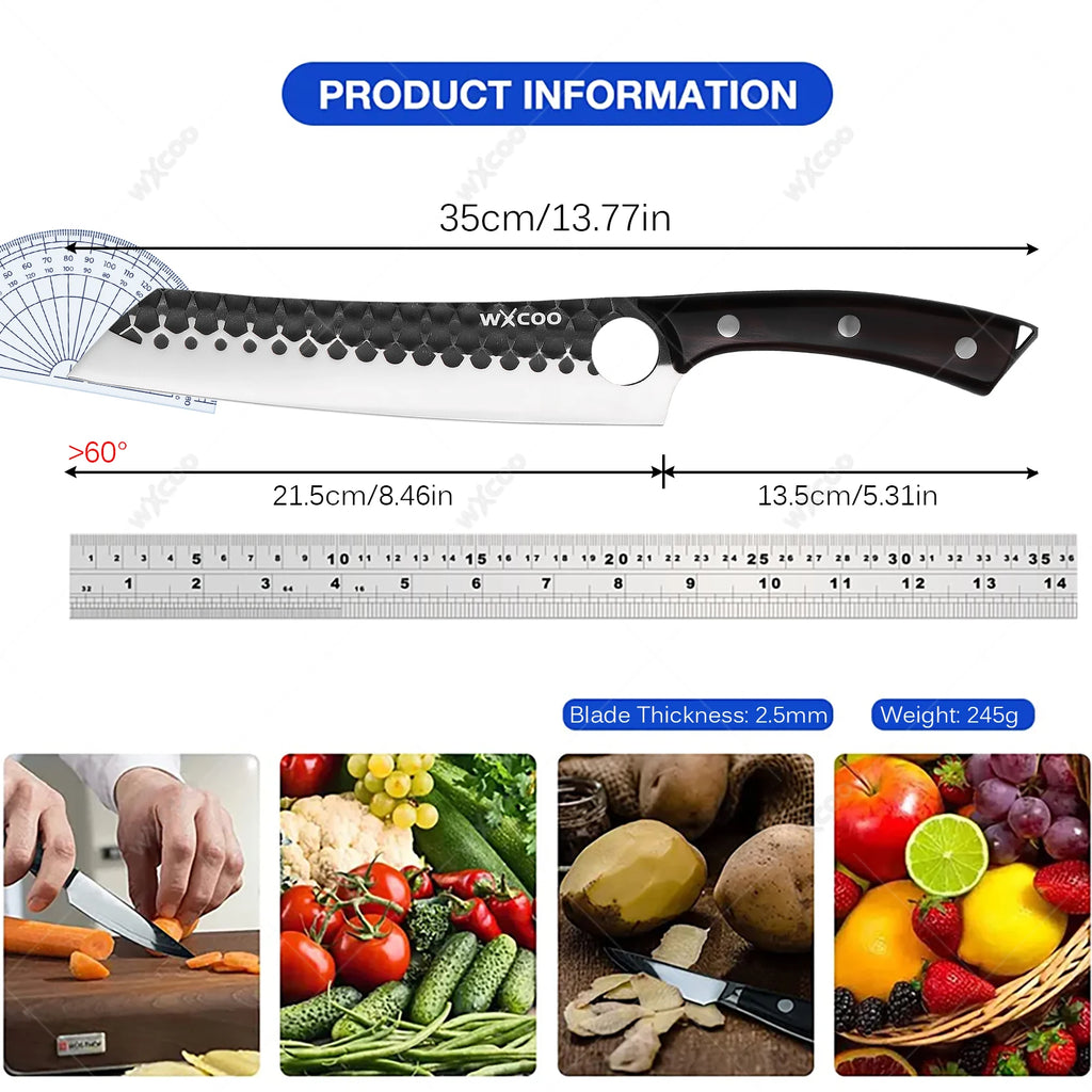 Forged Chef's Slicing Knife – 5Cr15 Steel, Wood Handle & Cover Kitchen Knife Axl
