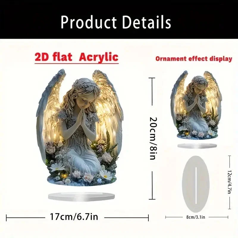 Acrylic Prayer Angel Figurine – Radiant Statue Desktop Decor Decorative Figurine Axl