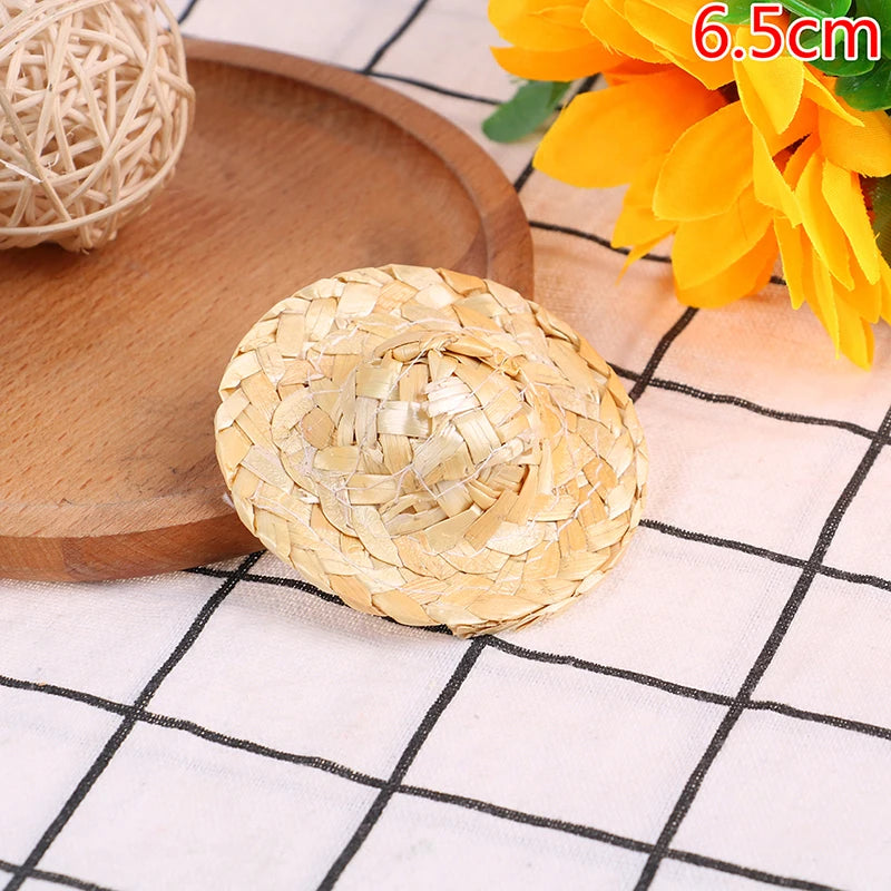 2-Pack Hand-Woven Mini Straw Hats – Doll DIY Accessories Doll Hat Accessory Axl 6.5cm