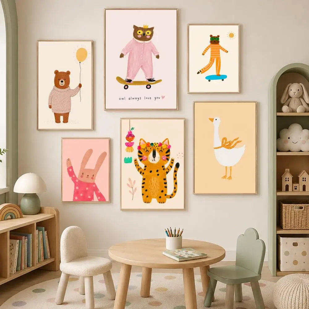 Nordic Animal Print Self-Stick Wall Art Poster | Waterproof Wall Art Poster Axl