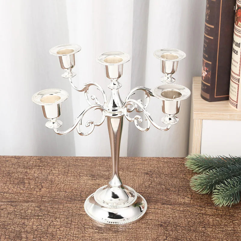 Modern Elegant Candlestick Holder – Vintage Luxury Home Decor Candlestick Holder Axl Sliver-5 Heads
