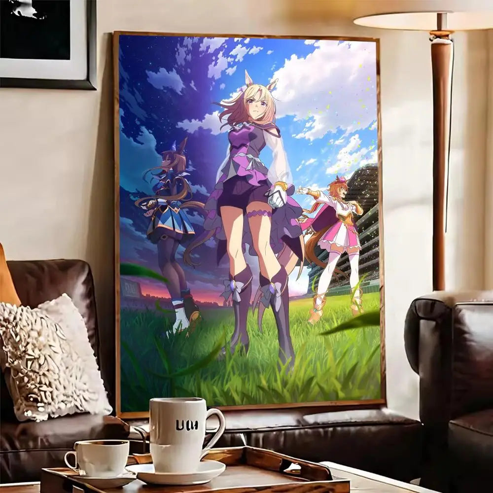 Anime Pretty Derby Self-Adhesive Wall Poster – Art Sticker Wall Art Poster Axl