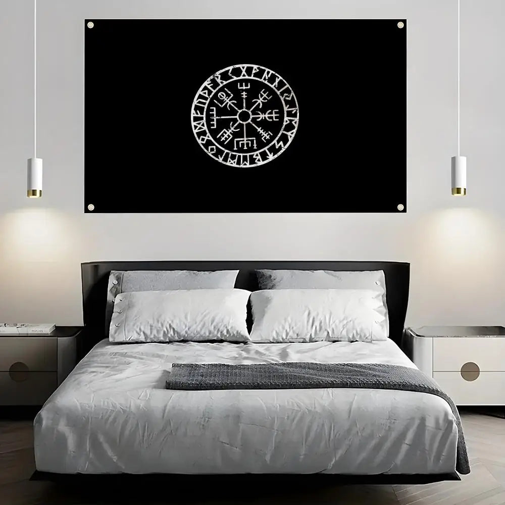 Valhalla Vegvisir Viking Flag – Indoor & Outdoor Wall Banner Decorative Wall Flag Axl