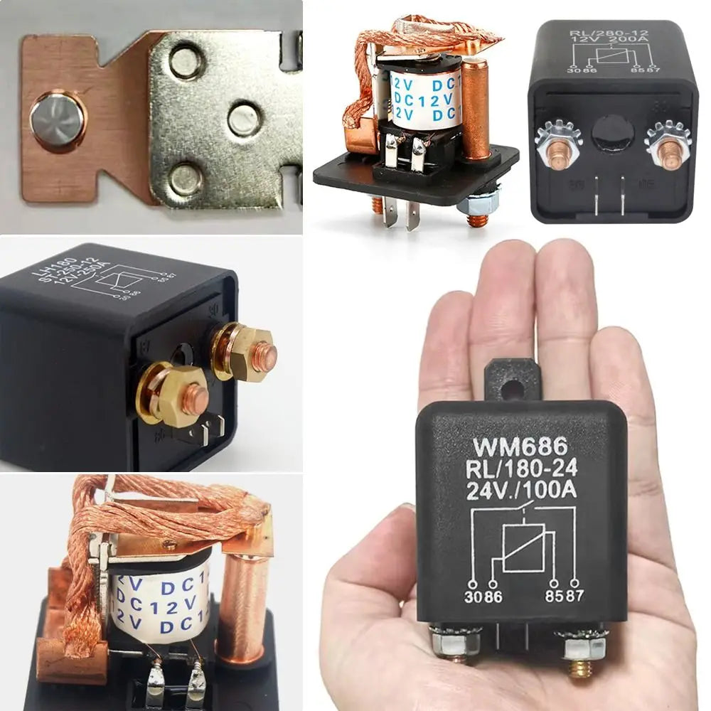 12V 24V High Current Car Relay 100A 200A Silver Alloy Power Switch Automotive Relay Switch Axl
