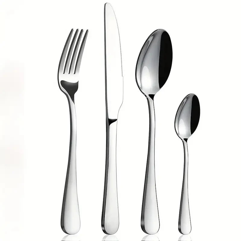 16-Piece Stainless Steel Cutlery Set – Knives, Forks & Spoons Flatware Set Axl