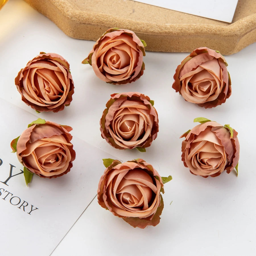 Silk Artificial Rose Heads 10/20 Pcs – Wedding & Home Decor Artificial Silk Flowers Axl Brown 20 pcs