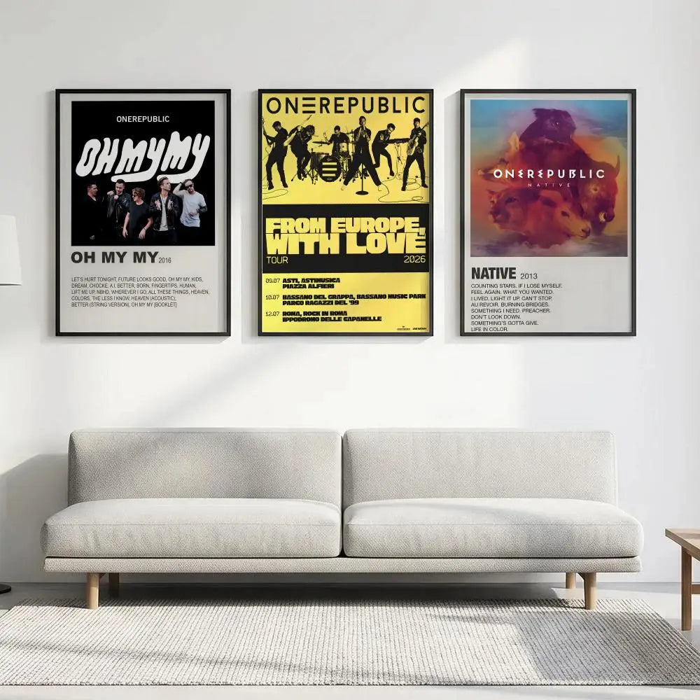 OneRepublic Band HD Wall Poster – Waterproof Sticky Decor Music Band Poster Axl