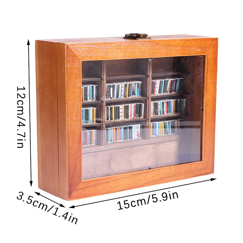Miniature Wooden Bookshelf Ornament with 200 Mini Books Miniature Bookshelf Ornament Axl