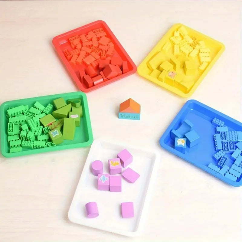 6-Pack Colorful Stackable Plastic Serving Trays | Home & Craft Plastic Serving Trays Axl