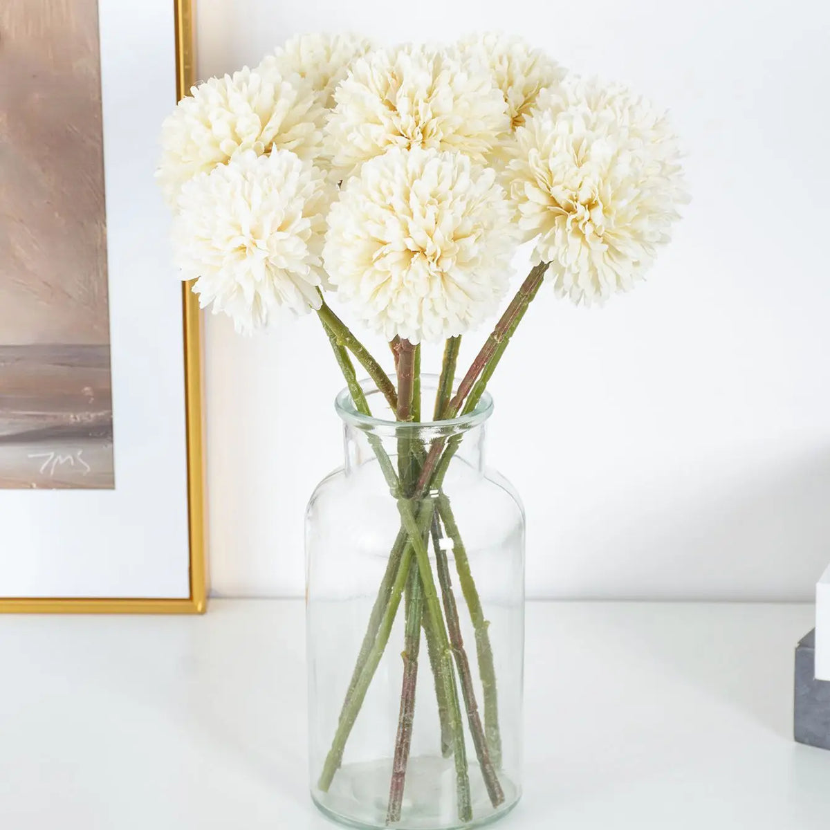 5-Pack Artificial Silk Chrysanthemum Ball Bouquet | Home Decor Artificial Flower Bouquet Axl