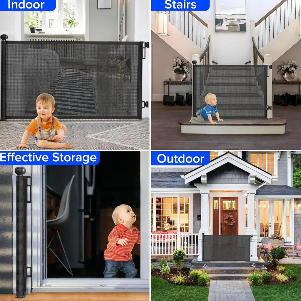 Retractable Pet Gate No-Drill Safety Mesh Fence | 3 Sizes Retractable Pet Gate Axl