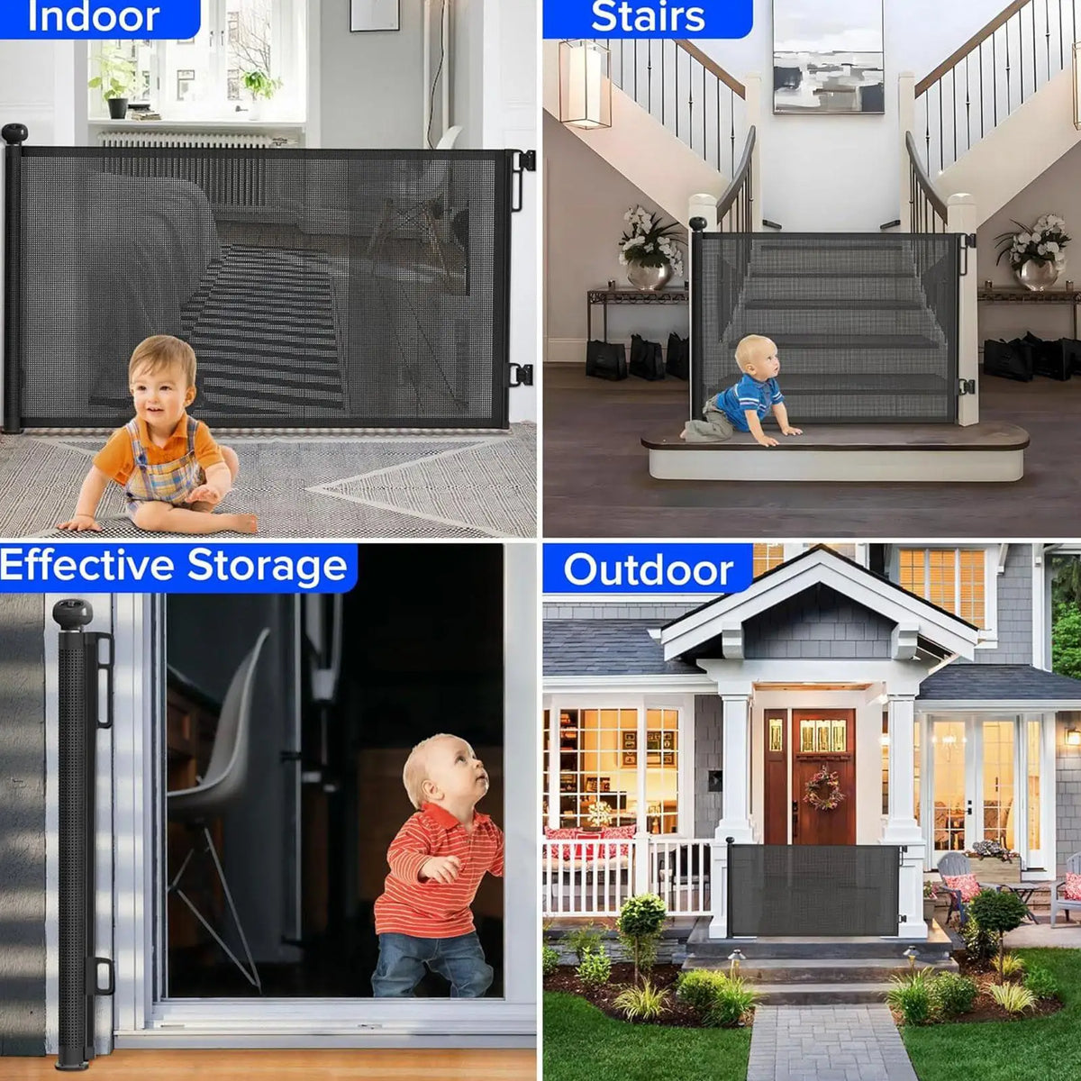 Retractable Pet Gate No-Drill Safety Mesh Fence | 3 Sizes Retractable Pet Gate Axl