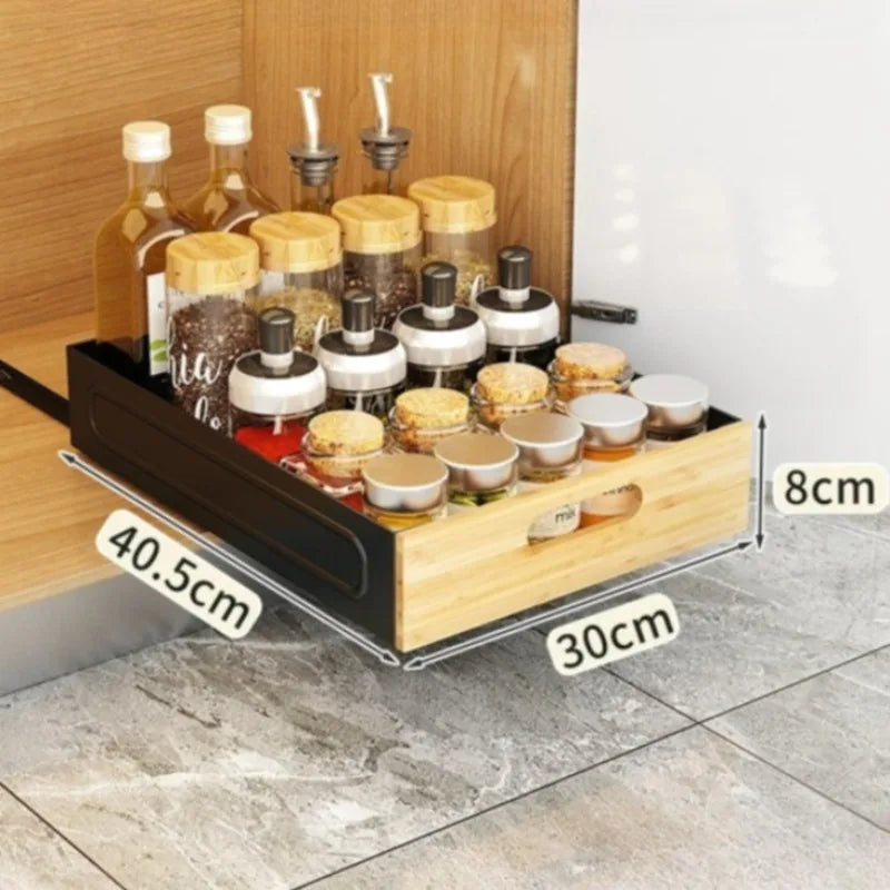Sliding Cabinet Storage Drawer – Multifunctional Kitchen Organizer Cabinet Storage Drawer Axl Small Black
