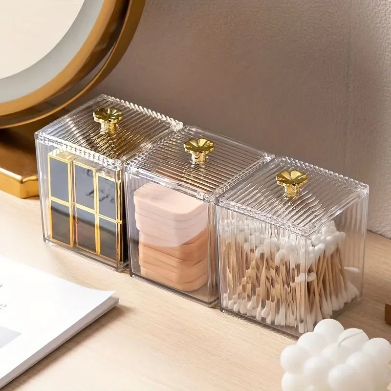 Acrylic Cotton Swab Storage Jar – Clear Canister with Lid Bathroom Storage Jar Axl