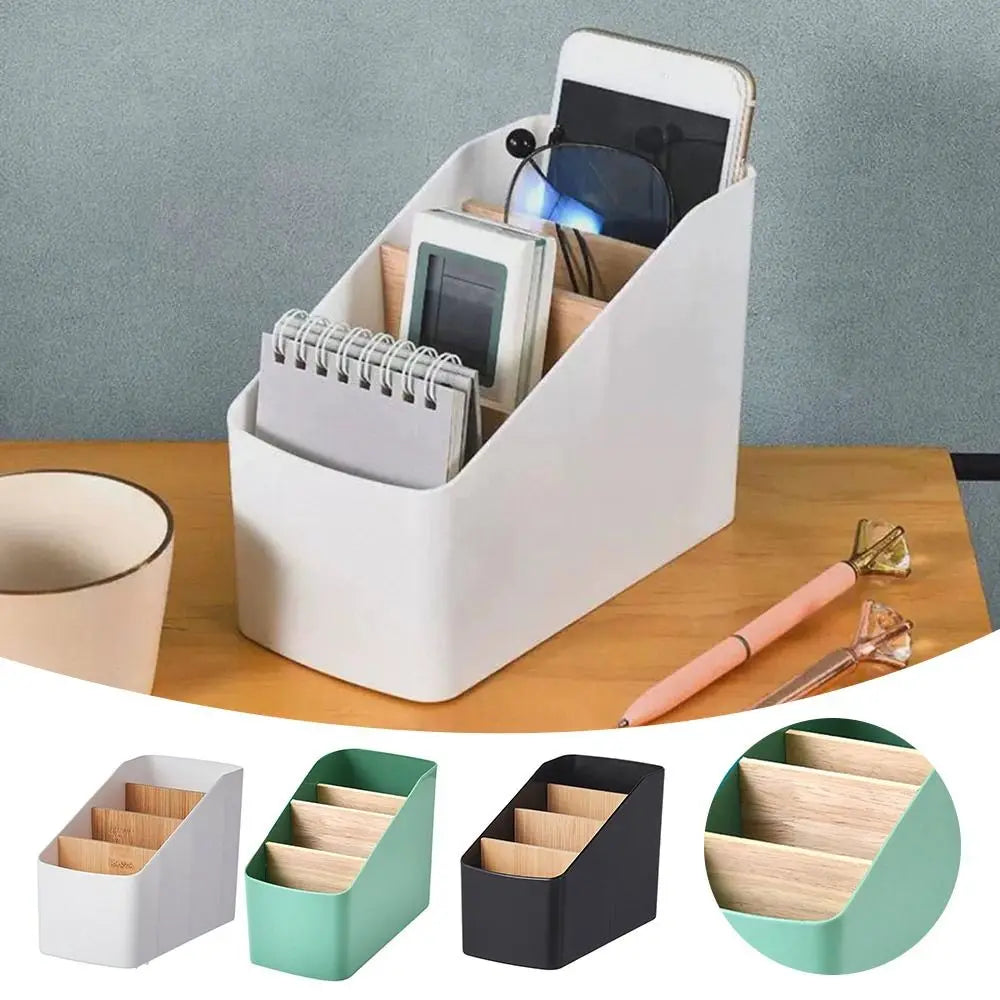 Wood Remote Control Organizer – Multipurpose Desktop Storage Box Desktop Storage Organizer Axl
