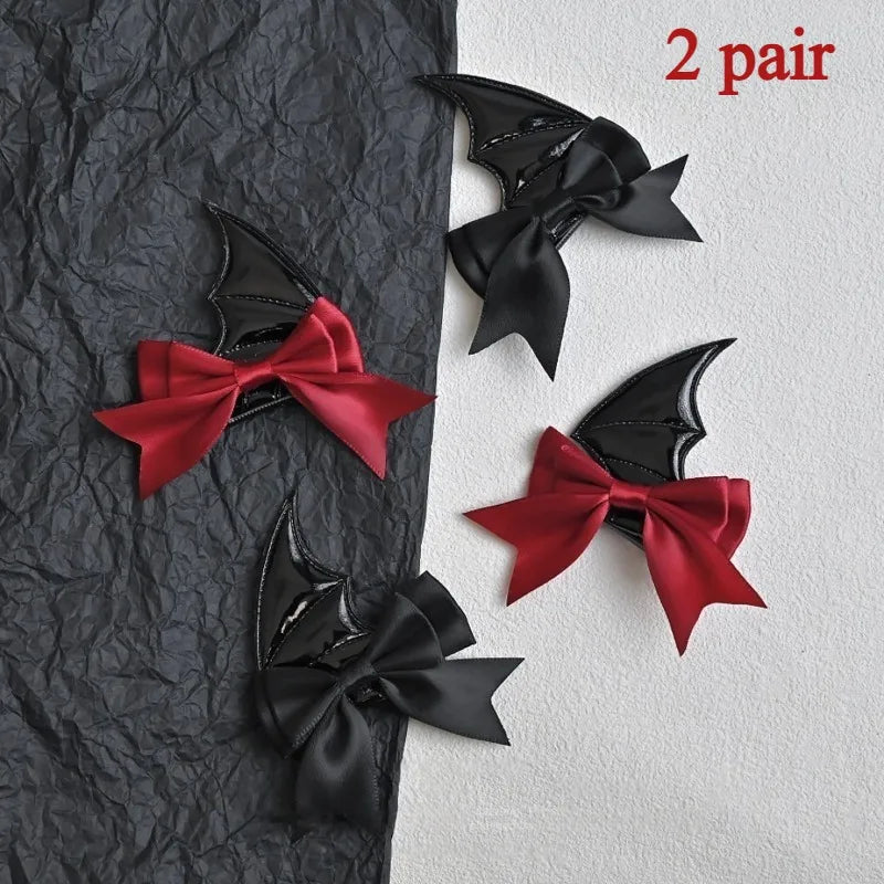 Halloween Devil Horn & Bat Wing Hair Clips – 6-Pc Cosplay Set Halloween Hair Clips Axl mix-2pair