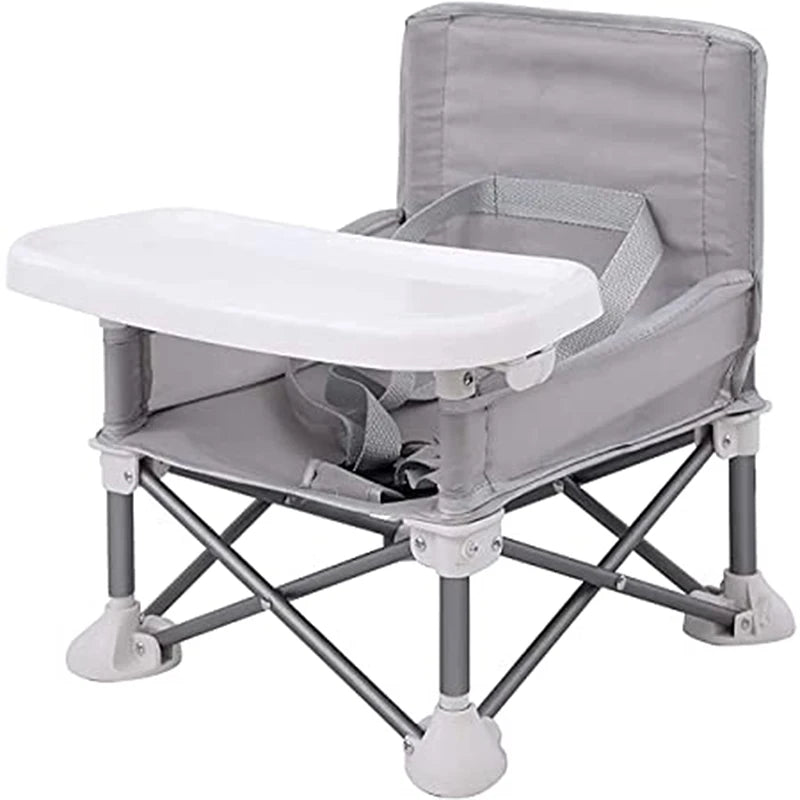 Baby Foldable Portable Dining Chair with Tray & Seat Belt Portable Baby Chair Axl Grey