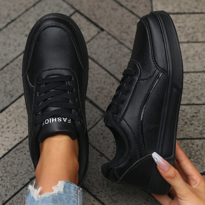 AZGB Women's Black Low Top Sneakers – Lace-Up Casual Shoes Women's Sneakers Axl