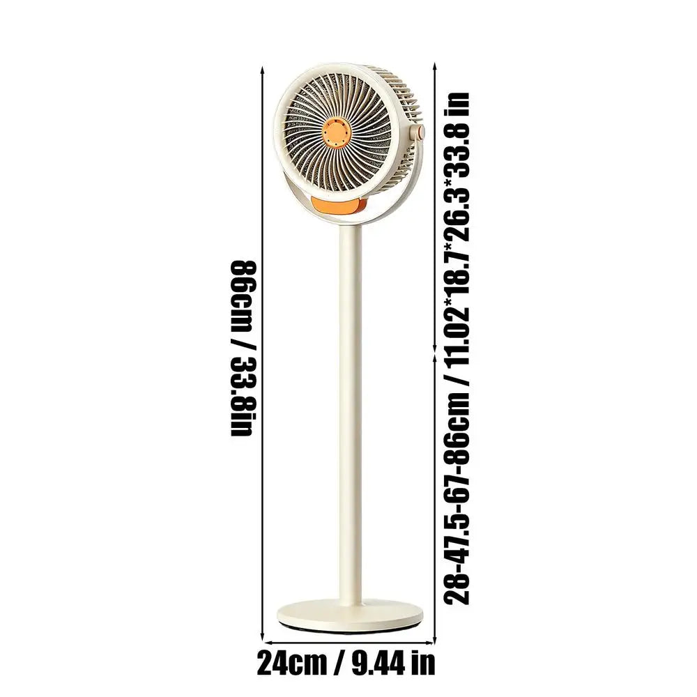 Cordless Floor Fan 4000mAh | 4-Height Adjustable & Anti-Tip Base Cordless Floor Fan Axl White Direct plug in