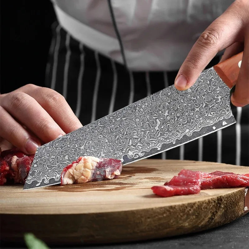 Damascus Chef Knife – Sharp Wood Handle Kitchen Cleaver 19.5cm Chef Knife Axl