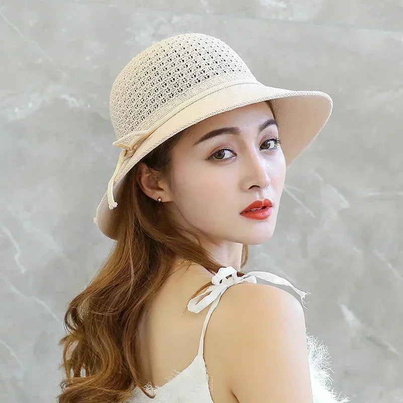 Women's Braided Beach Sun Hat – Wide 6cm Brim Visor Women's Sun Hat Axl