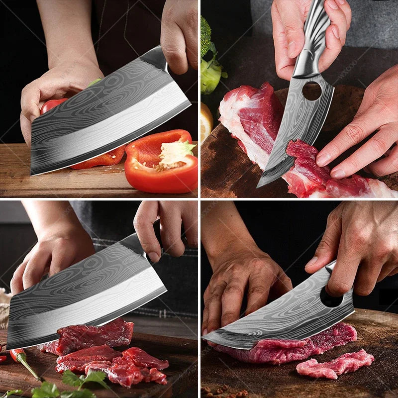 Japanese Damascus Pattern Chef Knife Set – Stainless Steel Kitchen Knife Set Axl