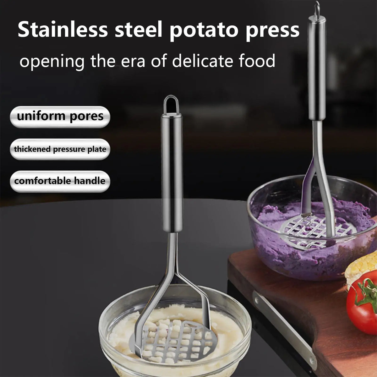 Stainless Steel Potato Masher – Manual Fruit & Veggie Crusher Potato Masher Axl