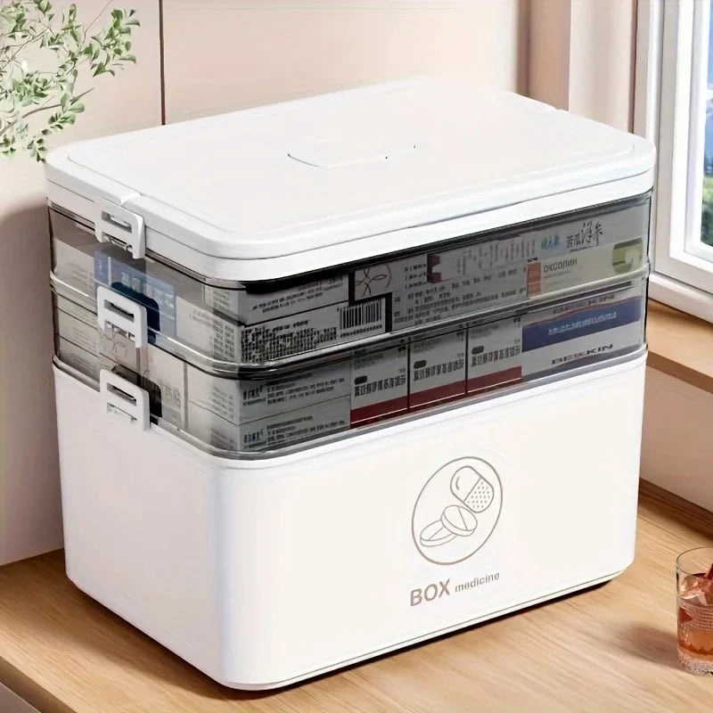 3-Tier Home Medicine Storage Box – Leak-Resistant Organizer Medicine Storage Box Axl
