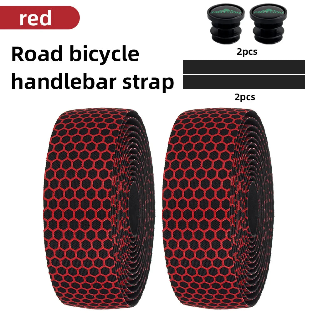 Road Bike Handlebar Tape – Honeycomb Silicone EVA Anti-Slip Wrap Bike Handlebar Tape Axl Red
